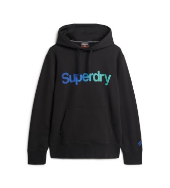 Superdry Sweater met losse capuchon en logo Core zwart