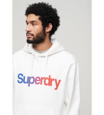 Superdry Ls sweatshirt med htte og logo Core white