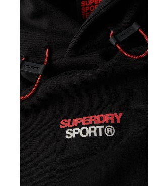 Superdry Sport Tech majica s kapuco z logotipom črna