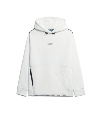 Superdry Sport Tech logo hooded loose sweatshirt white