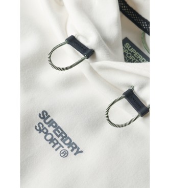 Superdry Felpa con cappuccio ampia bianca con logo Sport Tech