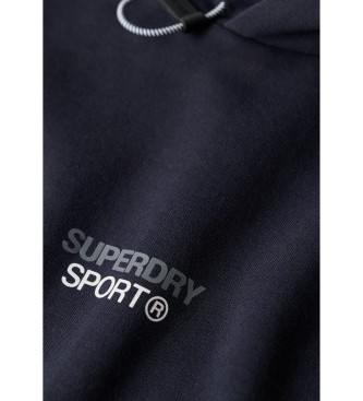 Superdry Felpa con cappuccio ampia con logo Sport Tech blu scuro
