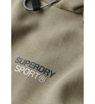Superdry Sport Tech-sweatshirt med htte og logo, grn