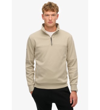 Superdry Tech taupe loose half zip sweatshirt