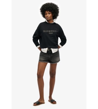 Superdry Sudadera suelta Sport Luxe negro