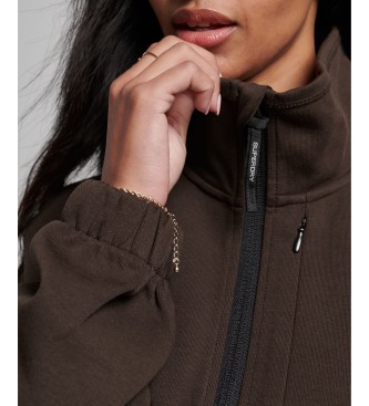 Superdry Tech sweatshirt with half zip and brown bat sleeves