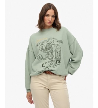 Superdry Green Tokyo Narrative Oversized Sweatshirt