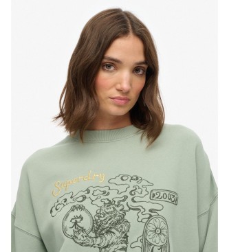 Superdry Green Tokyo Narrative Oversized Sweatshirt