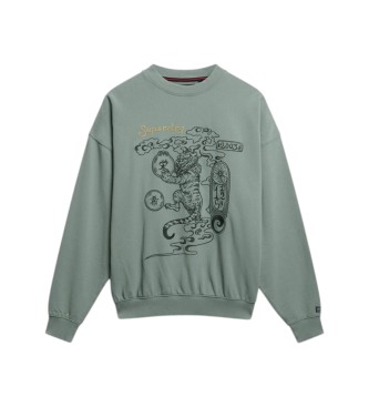 Superdry Green Tokyo Narrative Oversized Sweatshirt