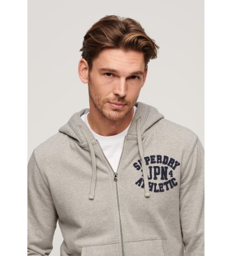 Superdry Vintage Athletic Hoodie mit grauem Reiverschluss und Kapuze