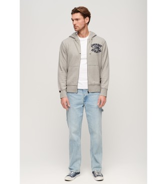 Superdry Vintage Athletic Hoodie mit grauem Reiverschluss und Kapuze
