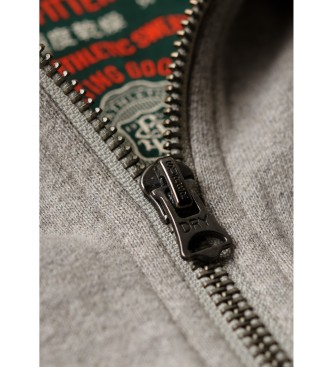 Superdry Vintage Athletic Hoodie mit grauem Reiverschluss und Kapuze