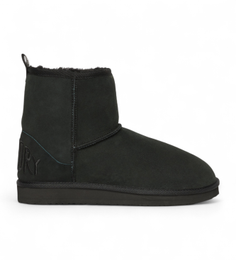 Superdry Czarne buty za kostkę z zamszu i skóry sherpa