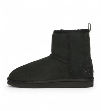 Superdry Czarne buty za kostkę z zamszu i skóry sherpa