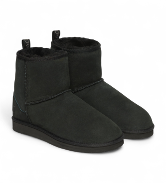Superdry Czarne buty za kostkę z zamszu i skóry sherpa