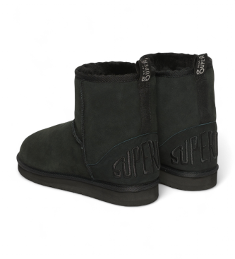 Superdry Czarne buty za kostkę z zamszu i skóry sherpa