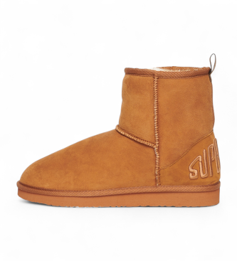 Superdry Brązowe buty z zamszu i skóry sherpa 