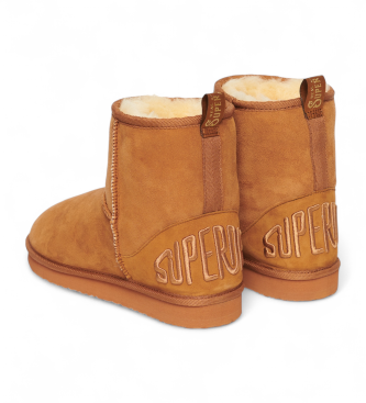 Superdry Brązowe buty z zamszu i skóry sherpa 