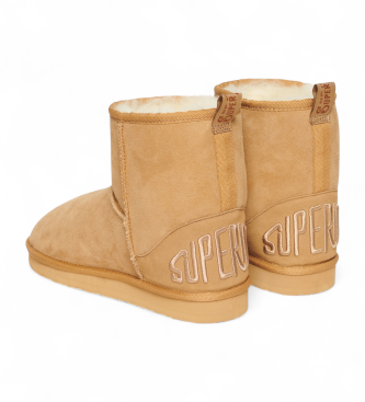 Superdry Bottines en daim et sherpa beige