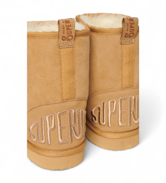 Superdry Bottines en daim et sherpa beige