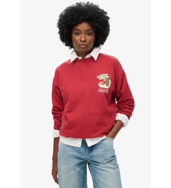 Superdry Los sweatshirt met borduursel Suika rood