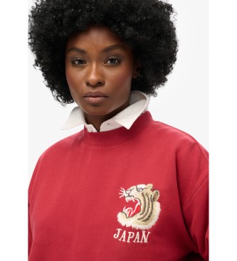 Superdry Loose sweatshirt with embroidery Suika red