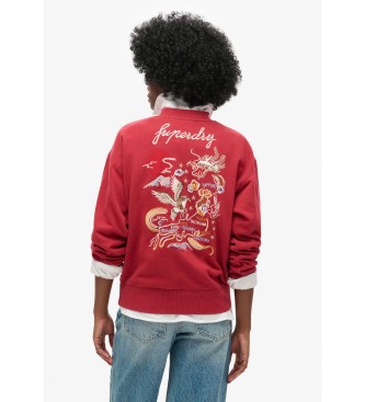 Superdry Loose sweatshirt with embroidery Suika red