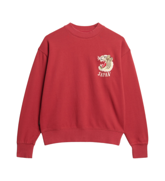 Superdry Los sweatshirt met borduursel Suika rood