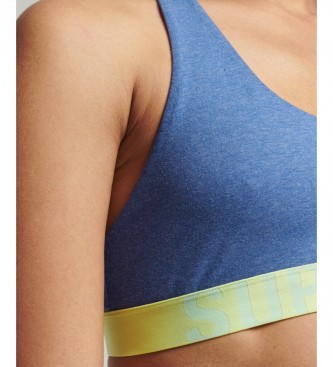 Superdry Organic cotton short bralette bra with large logo in blue