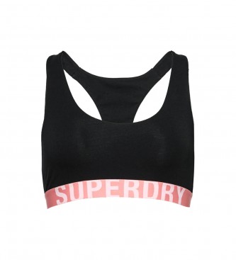 Superdry Organic cotton bralette short bra with large logo black
