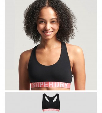 Superdry Organic cotton bralette short bra with large logo black