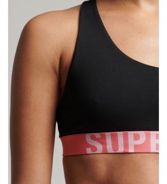 Superdry Bralette courte en coton biologique avec grand logo noir