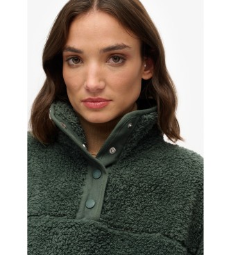 Superdry Superblød trøje med halv lynlås, grøn
