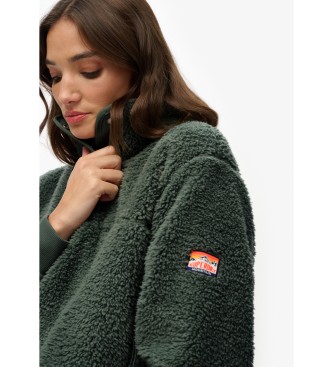 Superdry Superblød trøje med halv lynlås, grøn