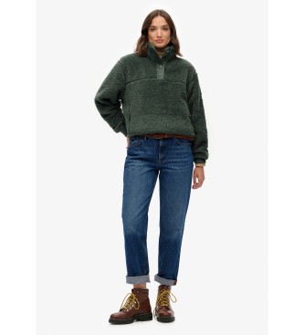 Superdry Superblød trøje med halv lynlås, grøn