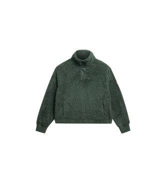 Superdry Superblød trøje med halv lynlås, grøn