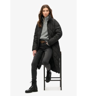 Superdry Extra lange Steppjacke mit schwarzem Futter