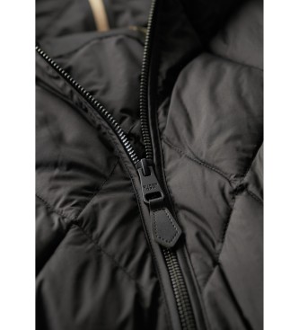 Superdry Extra lange Steppjacke mit schwarzem Futter