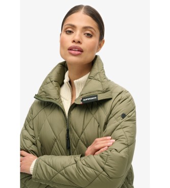 Superdry Extra long quilted jacket with green lining  