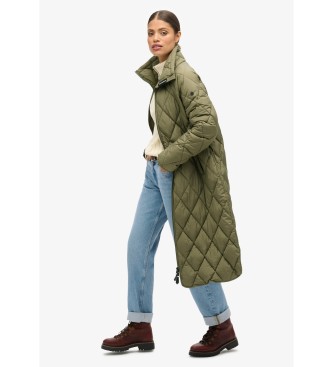 Superdry Veste matelasse extra longue avec doublure verte  