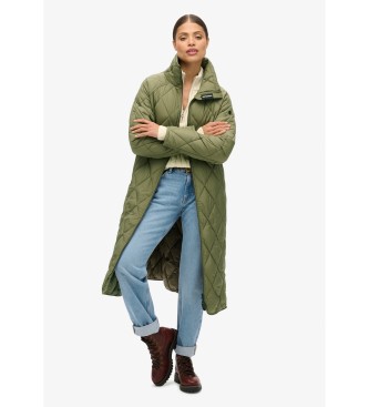 Superdry Veste matelasse extra longue avec doublure verte  