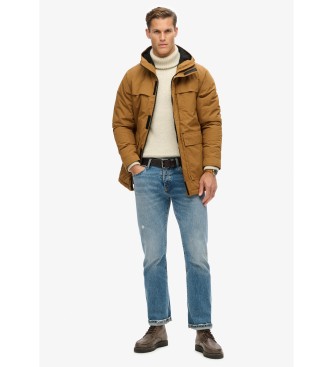 Superdry Odvečna rjava parka s kapuco