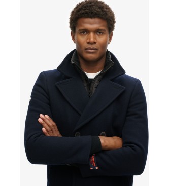 Superdry Granatowy płaszcz w grochy