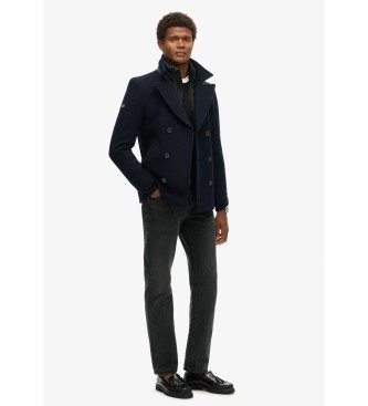 Superdry Granatowy płaszcz w grochy