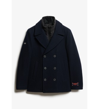 Superdry Granatowy płaszcz w grochy