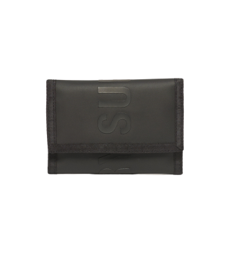 Superdry Cartera plegable de lona de diseo trptico negro