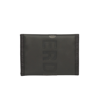 Superdry Cartera plegable de lona de diseo trptico negro