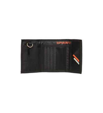 Superdry Cartera plegable de lona de diseo trptico negro