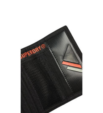 Superdry Porte-documents pliable en toile au design triptyque noir