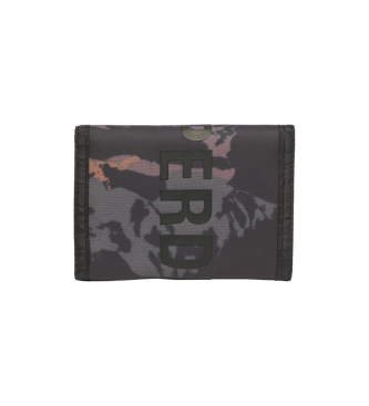 Superdry Portafoglio bifold in tela dal design mimetico a tre ante